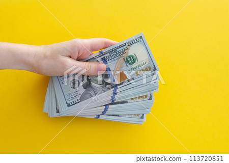 Female hands holding money cash Female hands holding money cash 113720851