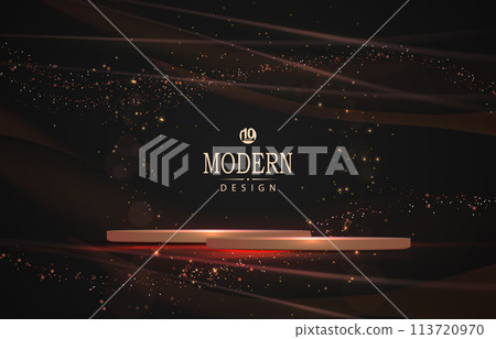 Composition with a round podium on a black textured background 113720970
