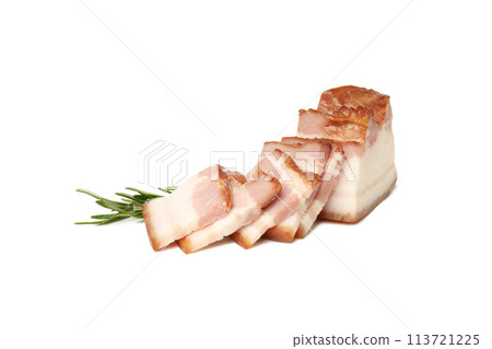 PNG, Bacon, concept of tasty meat food, isolated on white background 113721225