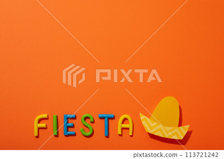 The inscription Fiesta on an orange background The inscription Fiesta on an orange background 113721242