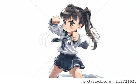 Girl in sailor suit karate Girl in sailor suit karate 113721623