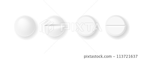 Pills and capsules Medicines tablets, capsules drug of painkillers, antibiotics vitamins. isolated on white background. Vector 113721637