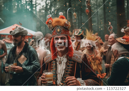 People at the celebration erntedankfest in deutschland. 113722327