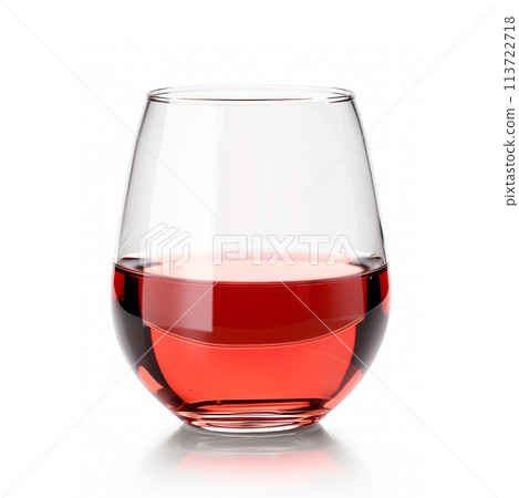 A glass with red wine isolated on white background. Rose wine splashing in glassware 113722718