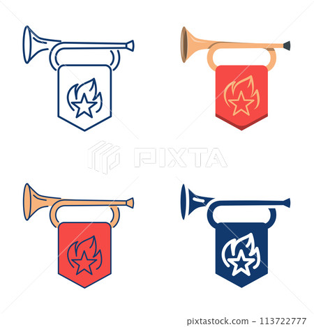 Trumpet with flag icon set 113722777