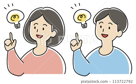 一個男人和一個女人受到啟發和指出的插圖 一個男人和一個女人受到啟發和指出的插圖 113722792