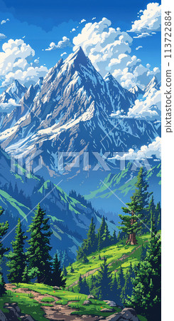 像素二維山地風景圖 像素二維山地風景圖 113722884