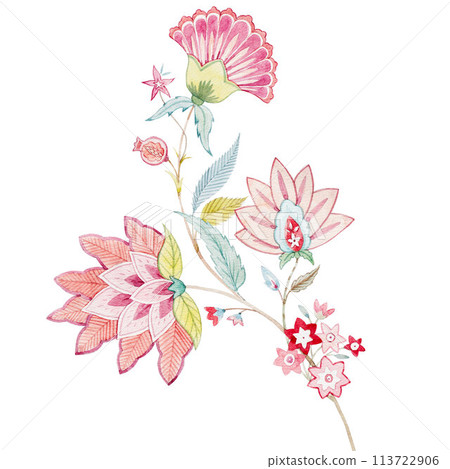 Beautiful abstract watercolor hand drawn floral illustration. Stock clip art isolated element for prints and designs. Traditional vintage flowers. Beautiful abstract watercolor hand drawn floral illustration. Stock clip art isolated element for prints and designs. Traditional vintage flowers. 113722906