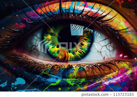 Human eye. Eye identification. Virtual reality. Quality of vision. 113723183