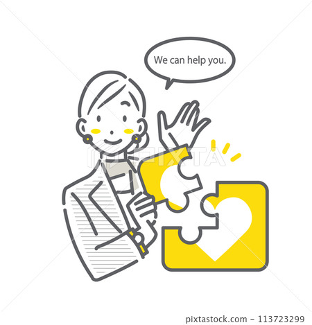 A businesswoman who provides the peace of mind you need - A simple and stylish line drawing illustration 113723299