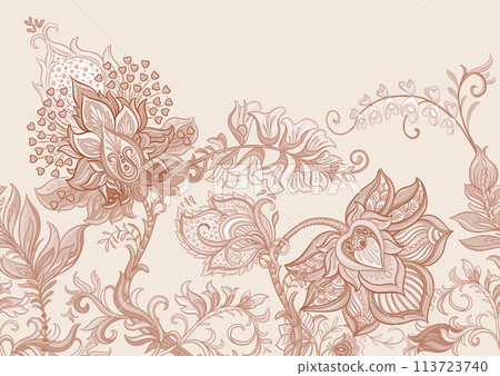 Fantasy flowers in retro, vintage, jacobean embroidery style Fantasy flowers in retro, vintage, jacobean embroidery style 113723740