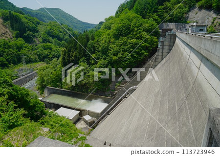 The embankment and downstream of Okususobana Dam 113723946