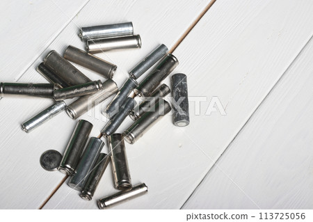 Used finger batteries on white boards. Used finger batteries on white boards. 113725056