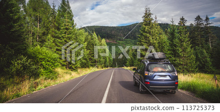 car for traveling with a mountain road car for traveling with a mountain road 113725373