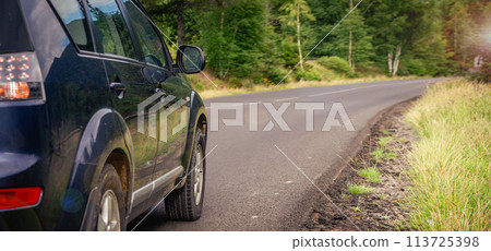 car for traveling with a mountain road car for traveling with a mountain road 113725398