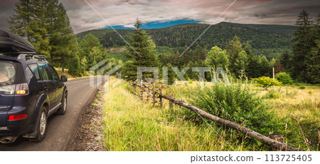 car for traveling with a mountain road car for traveling with a mountain road 113725405