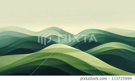 A green hill painting with a white sky in the background 113725994