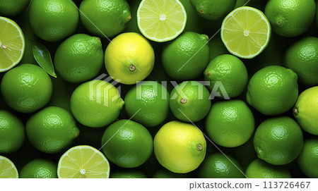 Fresh green lime during harvest season Fresh green lime during harvest season 113726467