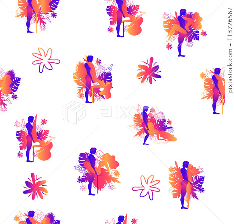 Kama Sutra, seamless pattern, design, poster, fabric. Kamasutra, sketchy poses for making love. Set. 113726562