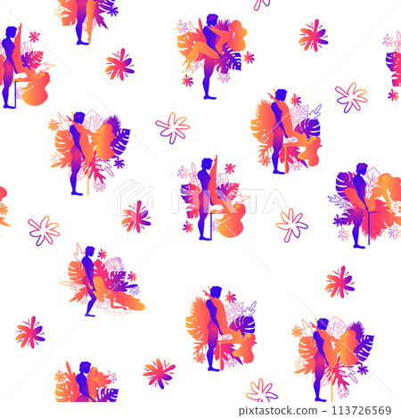 Kama Sutra, seamless pattern, design, poster, fabric. Kamasutra, sketchy poses for making love. Set. 113726569