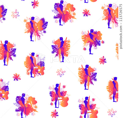 Kama Sutra, seamless pattern, design, poster, fabric. Kamasutra, sketchy poses for making love. Set. 113726575