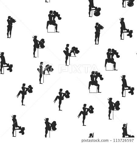 Kama Sutra, seamless pattern, design, poster, fabric. Kamasutra, sketchy poses for making love. Set. Kama Sutra, seamless pattern, design, poster, fabric. Kamasutra, sketchy poses for making love. Set. 113726597