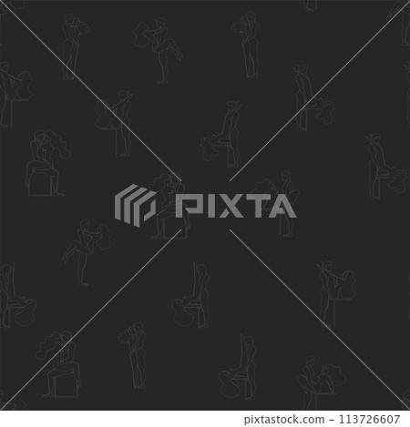 Kama Sutra, seamless pattern, design, poster, fabric. Kamasutra, sketchy poses for making love. Set. 113726607