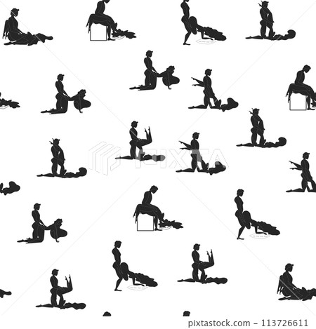 Kama Sutra, seamless pattern, design, poster, fabric. Kamasutra, sketchy poses for making love. Set. Kama Sutra, seamless pattern, design, poster, fabric. Kamasutra, sketchy poses for making love. Set. 113726611