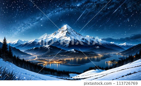 動畫背景_星空雪山風景_02 動畫背景_星空雪山風景_02 113726769