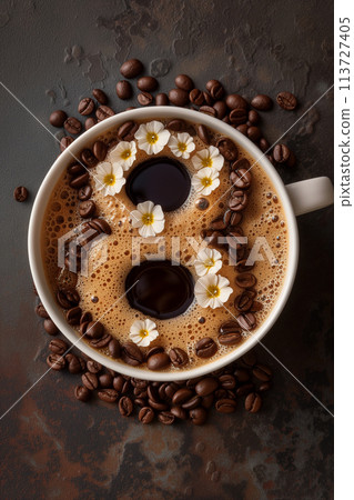 Creative number eight design using coffee mugs for international womens day Creative number eight design using coffee mugs for international womens day 113727405