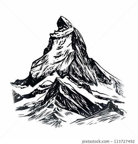 Matterhorn hand-drawn comic illustration. Matterhorn. Vector doodle style cartoon illustration 113727492