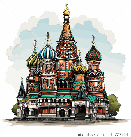 Saint Basil's Cathedral hand-drawn comic illustration. Cathedral of Vasily the Blessed. Vector doodle style cartoon illustration Saint Basil's Cathedral hand-drawn comic illustration. Cathedral of Vasily the Blessed. Vector doodle style cartoon illustration 113727514