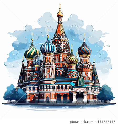 Saint Basil's Cathedral hand-drawn comic illustration. Cathedral of Vasily the Blessed. Vector doodle style cartoon illustration Saint Basil's Cathedral hand-drawn comic illustration. Cathedral of Vasily the Blessed. Vector doodle style cartoon illustration 113727517