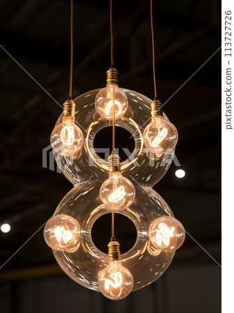 Vintage Style Illuminated Light Bulb Number 8 Glowing, Womens day concept 113727726