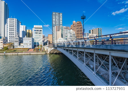 Tenjinbashi and the Osaka cityscape in Kita-ku, Osaka 113727931