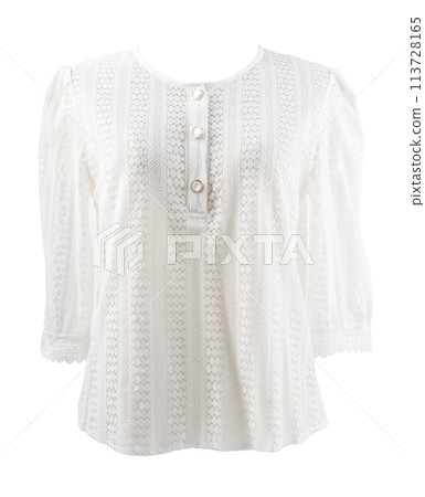 Women's lace shirt isolated on white background. Women's lace shirt isolated on white background. 113728165