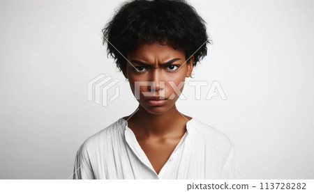 Angry young black woman 113728282