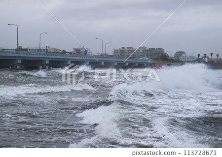 The rough sea of Enoshima The rough sea of Enoshima 113728671