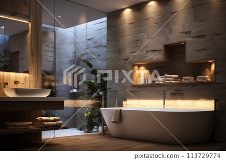 Modern bathroom interior 113729774