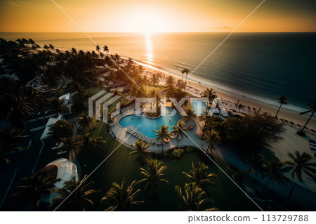 Swimming pool at tropical resort Swimming pool at tropical resort 113729788