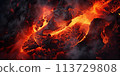 Dramatic volcanic lava eruption 113729808