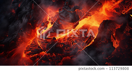 Dramatic volcanic lava eruption Dramatic volcanic lava eruption 113729808