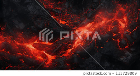 Dramatic volcanic lava eruption Dramatic volcanic lava eruption 113729809