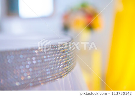 registration of a wedding or banquet hall in yellow tones 113730142
