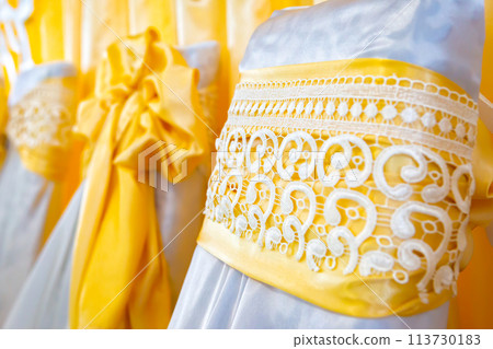 registration of a wedding or banquet hall in yellow tones 113730183