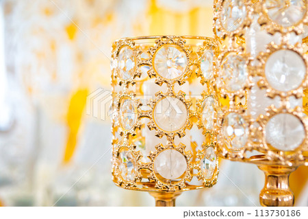 wedding the decorated yellow with fabrics and compositions from fresh flowers, 113730186