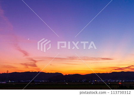 Evening view of Iida, Morimachi, Shuchi District, Shizuoka Prefecture Evening view of Iida, Morimachi, Shuchi District, Shizuoka Prefecture 113730312