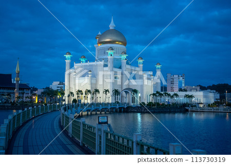 A very beautiful night view of the Old Mosque in Brunei Darussalam A very beautiful night view of the Old Mosque in Brunei Darussalam 113730319