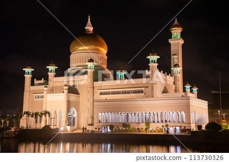 A very beautiful night view of the Old Mosque in Brunei Darussalam A very beautiful night view of the Old Mosque in Brunei Darussalam 113730326