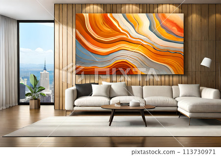 Marble abstract acrylic painting in the interior of the room. Marbling artwork texture. Marble abstract acrylic painting in the interior of the room. Marbling artwork texture. 113730971